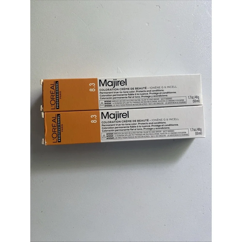 (2) L'Oréal Majirel 8.3 / 8 G - Permanent Cream Hair Color 1.7 oz. NIB